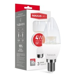 LED лампа MAXUS C37 CL-C 4W теплый свет E14 (1-LED-5313)