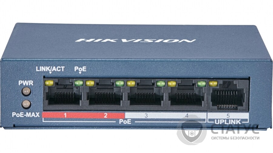 DS-3E0105P-E/M(B) 4-портовый POE коммутатор Hikvision