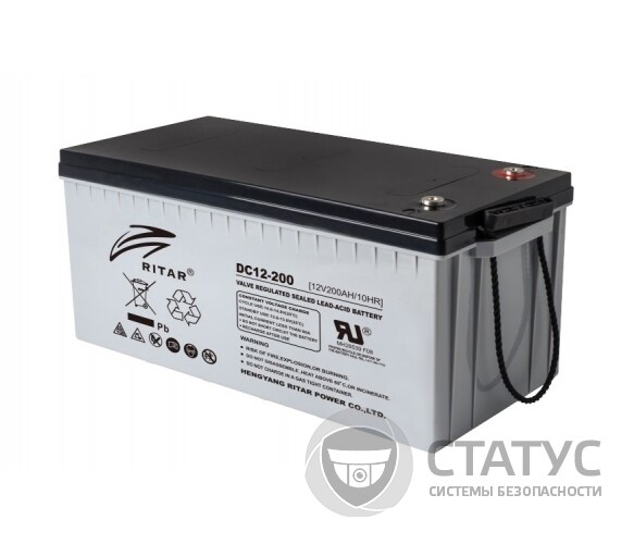 Аккумуляторная батарея CARBON RITAR DC12-200C, Black Case, 12V 200.0Ah