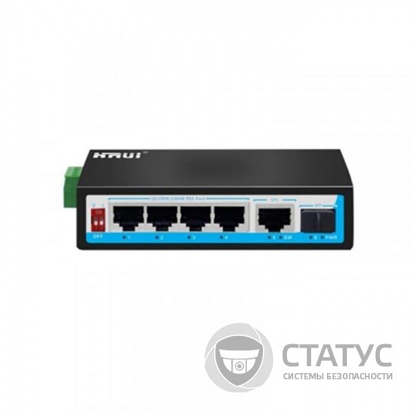 POE КОММУТАТОР 6-ТИ ПОРТОВЫЙ ИНДУСТРИАЛЬНЫЙ HONGRUI HR500-AXGR-411S