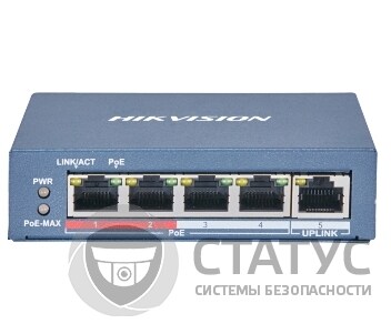 DS-3E0105P-E(B) 4-портовий некерований POE комутатор Hikvision