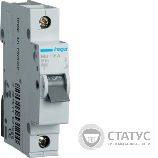 Автоматичний вимикач Hager 1P 25A B (MB125A)