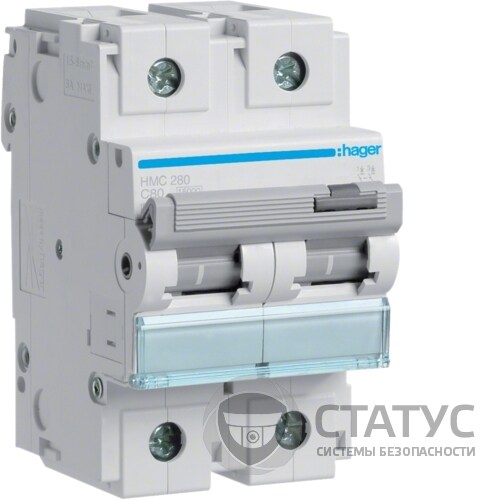 Автоматичний вимикач Hager 2P 16кА 80A C (HMC280)