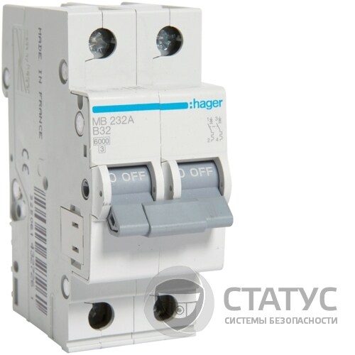 Автоматичний вимикач 2P 6kA B-32A 2M (MB232A)