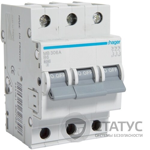 Автоматичний вимикач 3P 6kA B-6A 3M (MB306A)