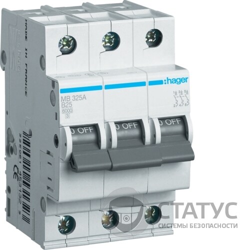 Автоматичний вимикач 3P 6kA B-25A 3M (MB325A)