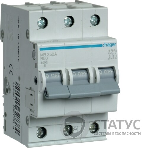 Автоматичний вимикач 3P 6kA B-50A 3M (MB350A)