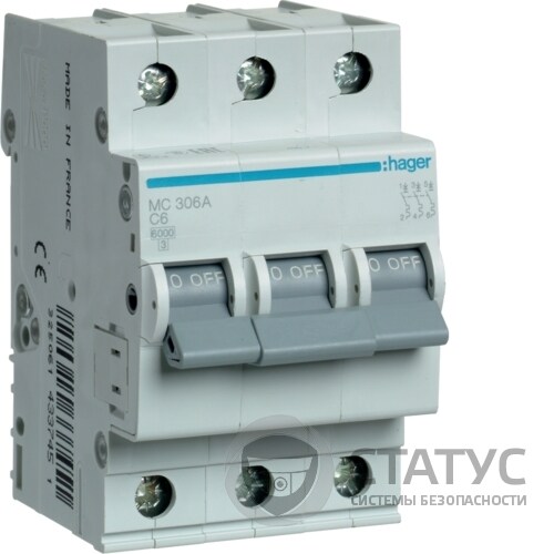 Автоматичний вимикач 3P 6kA C-6A 3M (MC306A)