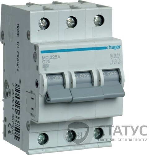 Автоматичний вимикач 3P 6kA C-25A 3M (MC325A)