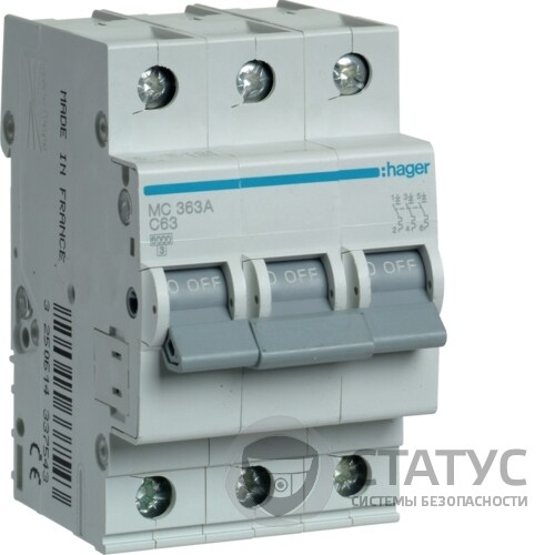 Автоматичний вимикач 3P 6kA C-63A 3M (MC363A)