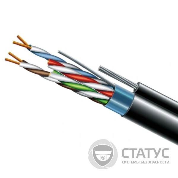 Cat. 5e F/UTP PE 4х2х24 AWG + S. M. трос (к)(72113) бухта 500м. Кабель вита пара ЗЗКМ (FTP мідь вуличний із тросом)