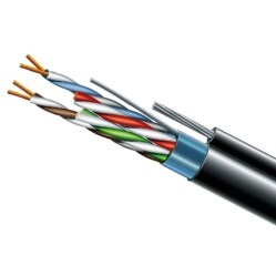 Cat. 5e F/UTP PE 4х2х24 AWG + S. M. трос (к)(72113) бухта 500м. Кабель вита пара ЗЗКМ (FTP мідь вуличний із тросом)