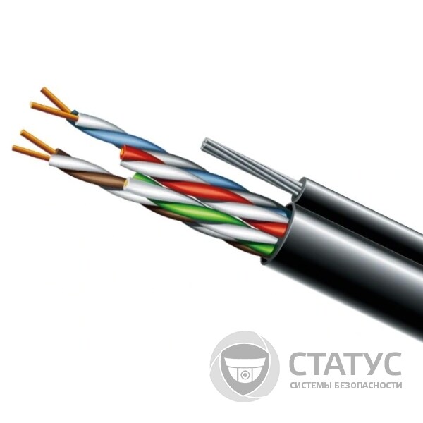 Cat. 5e U/UTP PE 4х2х24 AWG + S.M.трос (74130) бухта 500м. Кабель вита пара ЗЗКМ (UTP мідь вуличний з тросом)