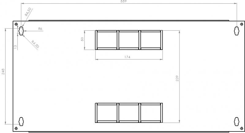 Шкаф 6U, 600х500х373 мм (Ш*Г*В), эконом, акриловое стекло, черный