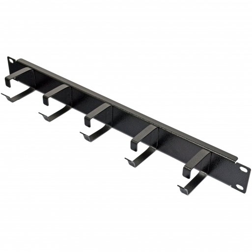 Кабельный организатор 1U с 5 металлическими кольцами, черный