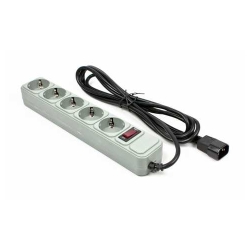 Сетевой фильтр Gembird 1.8м 5роз. с выключателем, UPS-вилка