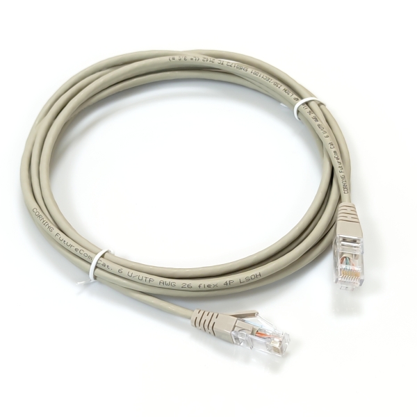 Патч-корд кат. 6, 26AWG Slim, D4мм, RJ45-RJ45, сірий, 5 м, U/UTP, LSZH, Corning