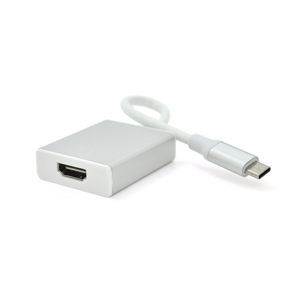 Конвертер Type-C (папа) на HDMI(мама) 10cm, Silver, 4K / 2K, Пакет