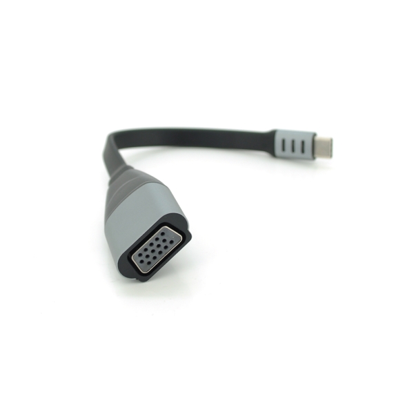 Конвертер Type-C (папа) / VGA(мама), 18cm, плоский, Black-gray