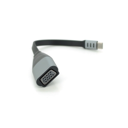Конвертер Type-C (папа) / VGA(мама), 18cm, плоский, Black-gray