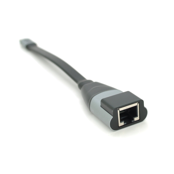 Конвертер Type-C (папа) / RJ-45(мама), 18cm, плоский, chip:RTL8153, 1000Mbps, Black