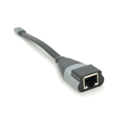 Конвертер Type-C (папа) / RJ-45(мама), 18cm, плоский, chip:RTL8153, 1000Mbps, Black