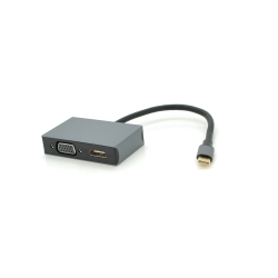 Хаб Type-C(папа) аллюминиевый, HDMI(мама)+VGA(мама)+USB3.0(мама)+PD(мама), 23cm, Silver
