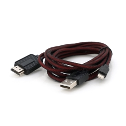 Конвертер MHL Lighting (папа) + USB (папа) = HDMI(папа) 1.8м, Black / Red, 4K / 2K, BOX