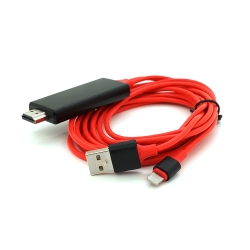 Конвертер MHL Lighting (папа) + USB (папа) = HDMI(папа) 1.8м, Red, 4K / 2K, BOX
