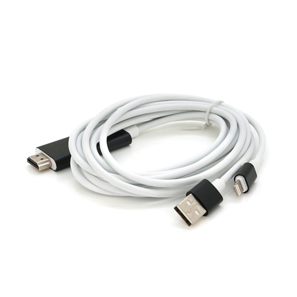 Конвертер MHL Lighting (папа) + USB (папа) = HDMI(папа) 1.8м, White, 4K / 2K, BOX