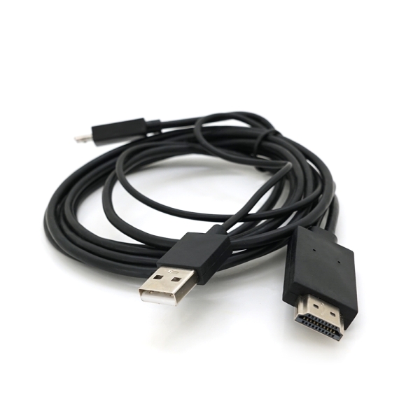 Конвертер MHL microUSB (папа) + USB (папа) = HDMI(папа) 1.8м, Black, 4K / 2K, BOX