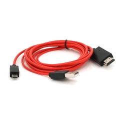 Конвертер MHL microUSB (папа) + USB (папа) = HDMI(папа) 2.0м, Black, 1080p, BOX