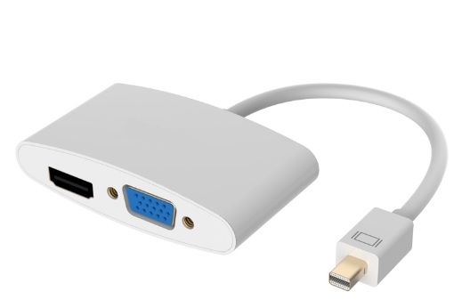 Конвертер mini Display Port (папа) на HDMI / VGA(мама) 30cm, Silver, 4K / 2K, Пакет