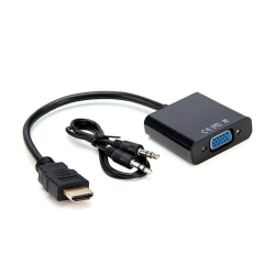 Конвертер HDMI (папа) на VGA(мама) 10cm, Black, 4K / 2K, Пакет + AUDIO Q250