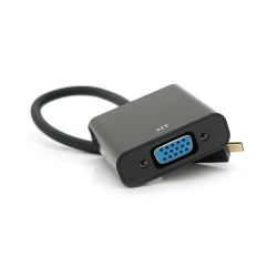 Конвертер micro HDMI (папа) на VGA(мама) 30cm, Black, 4K / 2K, Пакет