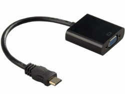 Конвертер mini HDMI (папа) на VGA(мама) 30cm, Black,4K / 2K, Пакет