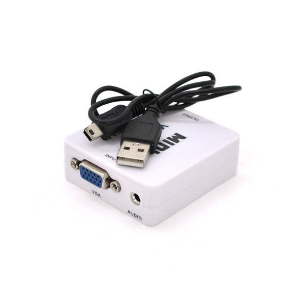 Конвертер VEGGIEG VH-101 Mini, HDMI to VGA, ВХОД VGA(мама) на ВЫХОД HDMI(мама), White, Пакет