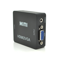 Конвертер Mini, HDMI to VGA, ВХОД HDMI(мама) на ВЫХОД VGA(мама), 720P / 1080P, Black, BOX