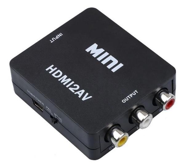 Конвертер VEGGIEG HV-01 Mini, HDMI to AV, ВХОД HDMI(мама) на ВЫХОД 3RCA(мама), Black, Box