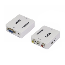 Конвертер Mini, VGA to AV, ВЫХОД 3RCA(мама) на ВХОД VGA(мама), 720P / 1080P, White, BOX