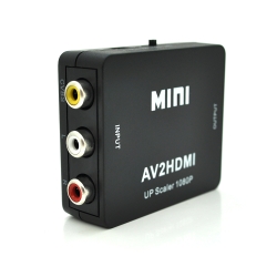 Конвертер Mini, AV to HDMI, ВХОД 3RCA(мама) на ВЫХОД HDMI(мама), 720P / 1080P, Black, BOX