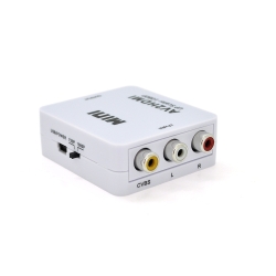 Конвертер Mini, AV to HDMI, ВХОД 3RCA(мама) на ВЫХОД HDMI(мама), 720P / 1080P, White, BOX