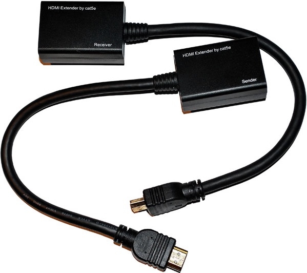 Удлинитель HDMI сигнала пассивный через 2 витые пары 2 CAT-5e / CAT-6e до 30m, цена за пару