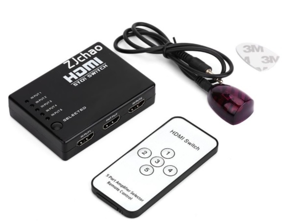 Пассивный HDMI свич с пультом ДУ IR, 1080Р, 1,4 версия, 1=5 портов, Blister