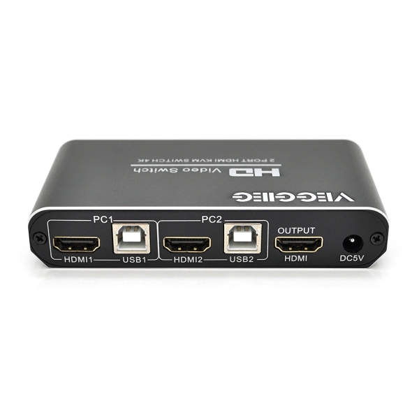 Активный VEGGIEG V-H201 KVM HDMI 2*1 сплиттер, поддерживает 2Kx4K, 30Hz, Black, Box
