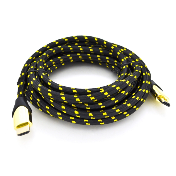 Кабель Ritar PL-HD207 HDMI-HDMI 19+1, UltraHD 8K 60HZ,4K 120HZ, 1.5m, v2,1, OD-6.3mm, с фильтром, в оплетке Black / Gold, коннектор Gold, Blister, Q100