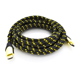 Кабель Ritar PL-HD207 HDMI-HDMI 19+1, UltraHD 8K 60HZ,4K 120HZ, 1.5m, v2,1, OD-6.3mm, с фильтром, в оплетке Black / Gold, коннектор Gold, Blister, Q100