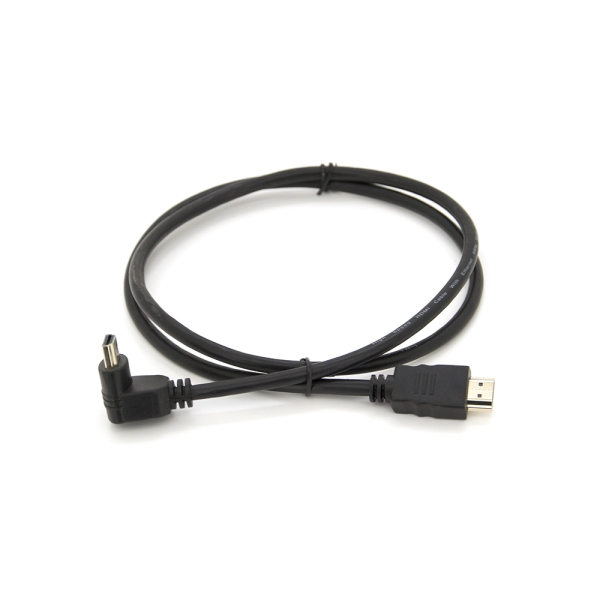 Кабель Merlion HDMI-HDMI 1.0m, v1.4, OD-7.5mm, круглый Black, коннектор Black 90deg; угловой
