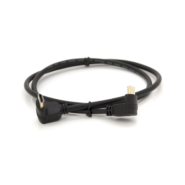 Кабель MerlionHDMI-HDMI 1.0m, v1.4, OD-7.5mm, круглый Black, коннектор Black 90deg; угловой / 90deg; угловой