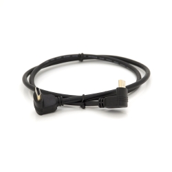 Кабель MerlionHDMI-HDMI 1.0m, v1.4, OD-7.5mm, круглый Black, коннектор Black 90deg; угловой / 90deg; угловой